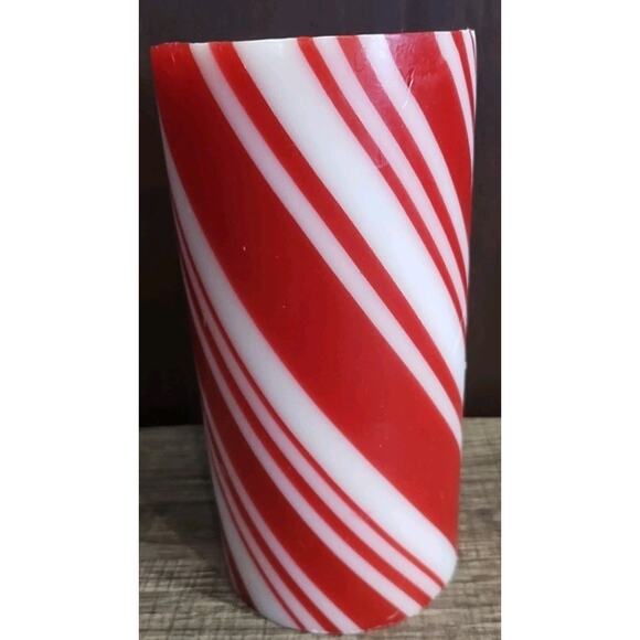 Pier 1 Imports Other - PIER 1 IMPORTS Peppermint Creme Pillar Candle Christmas Candy Cane Red Holiday